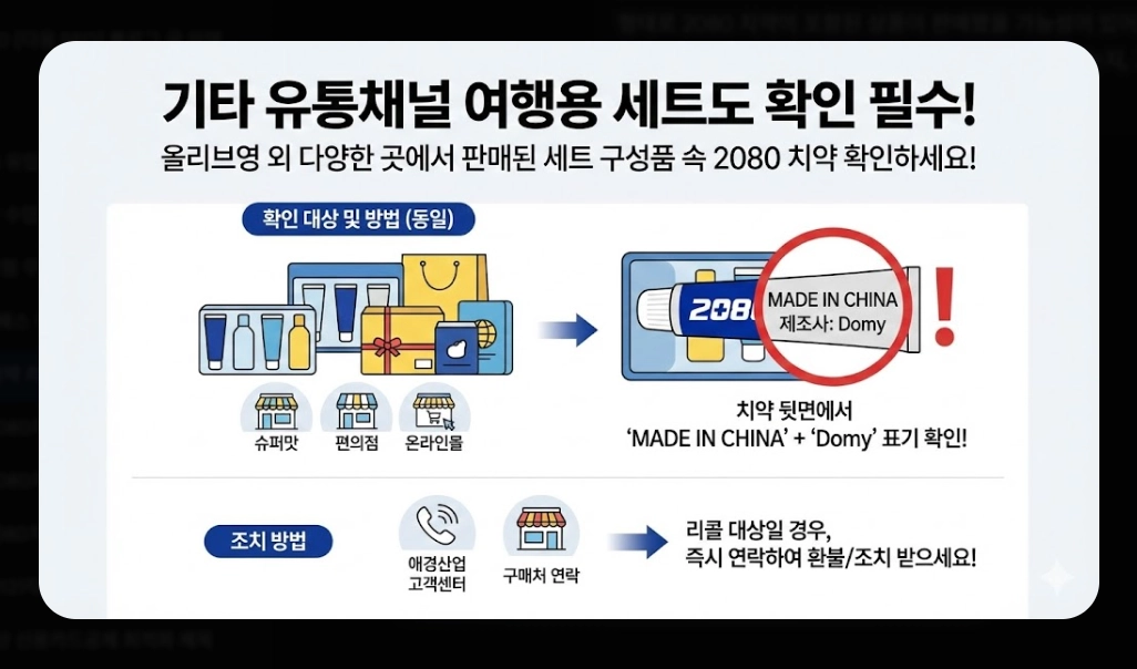 치약 리콜(2080, 회수 대상)(환불 신청 + 절차)