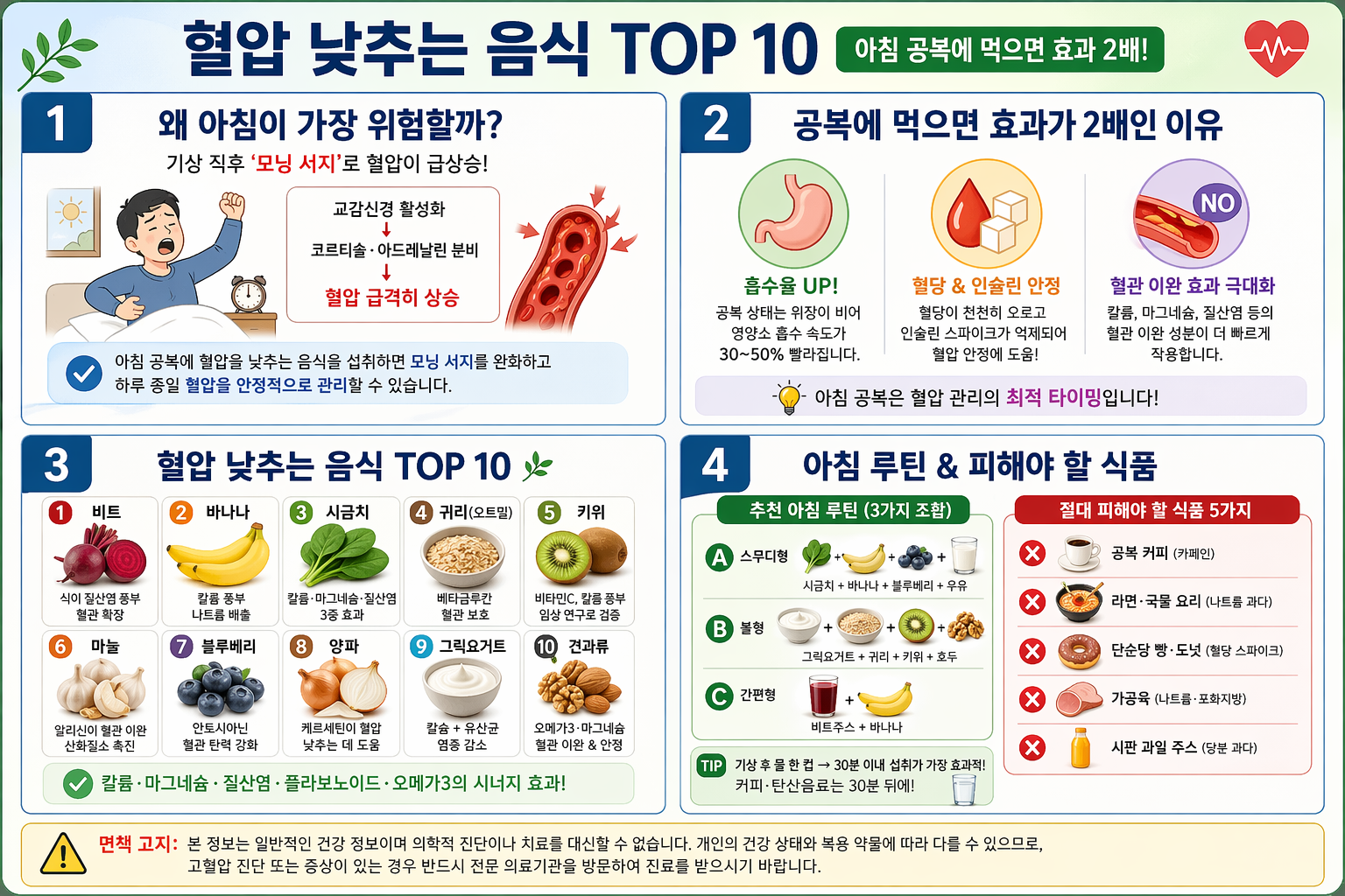 혈압 낮추는 음식 TOP 10