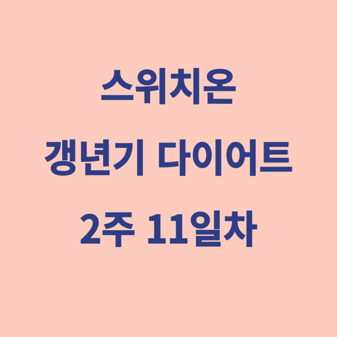 스위치온 갱년기 다이어트 2주 11일차