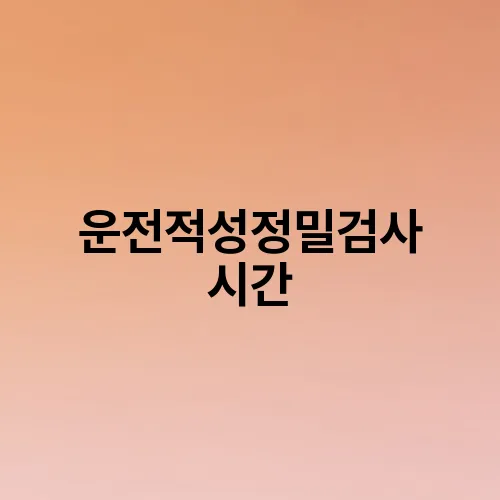 운전적성정밀검사 시간