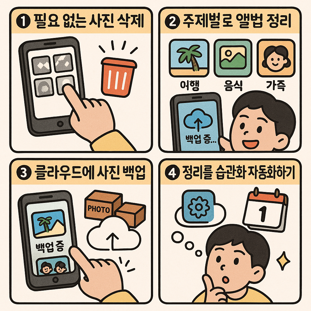 핸드폰 사진 정리, 주제별과 백업까지