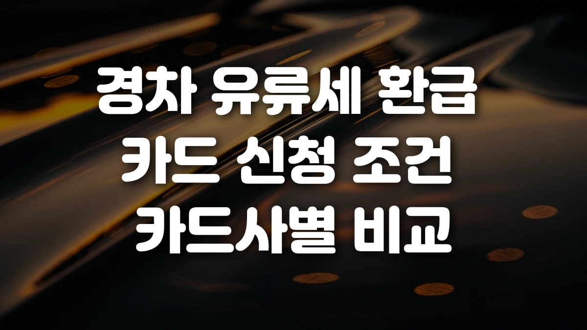 경차 유류세 환급 카드 신청 조건 카드사별 비교
