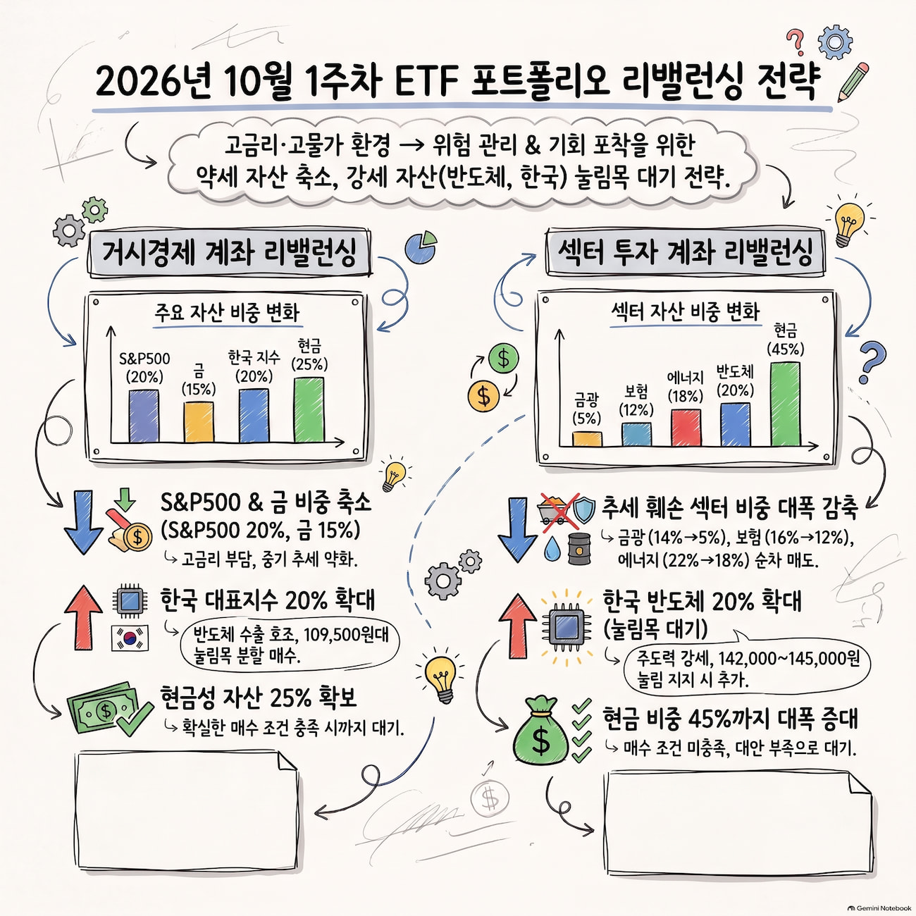 S&amp;P500&middot;금광은 줄이고, 반도체는 눌림에서만 확대｜2026년 10월 1주차 ETF 추천 조합