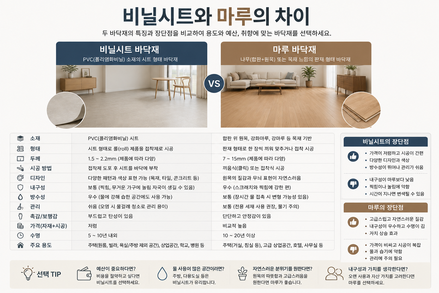 비닐시트와 마루의 차이