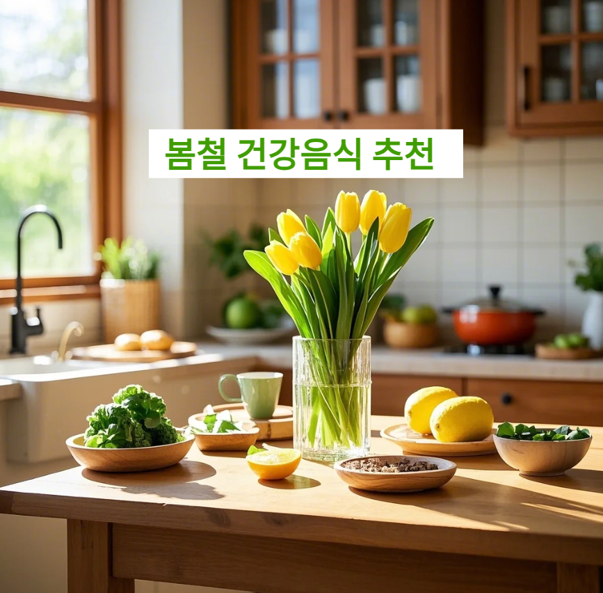 봄 꽃과 제철 채소가 놓은 상큼한 식탁