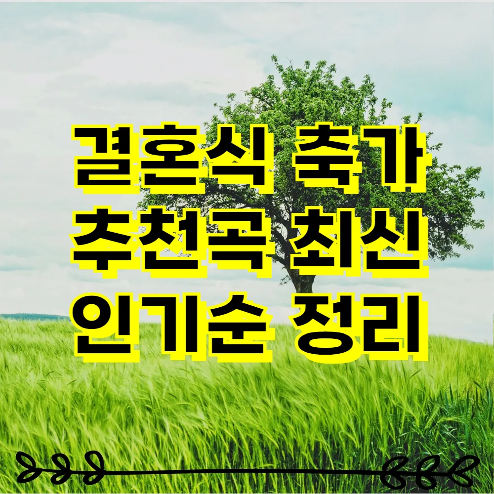 결혼식 축가 추천곡 최신 인기순 정리
