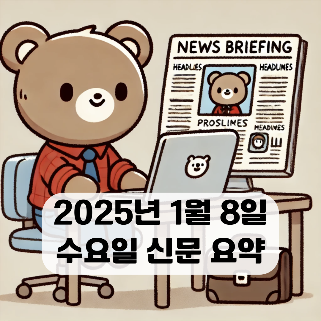 2025년 1월 8일 수요일 오늘의 주요 뉴스 및 이슈사항 정리