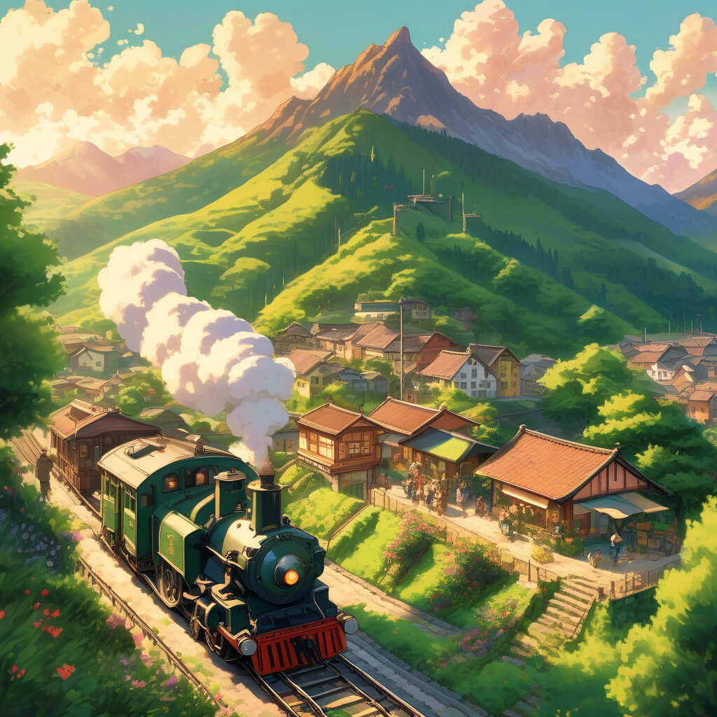 지브리 스타일 AI그림 증기 기차