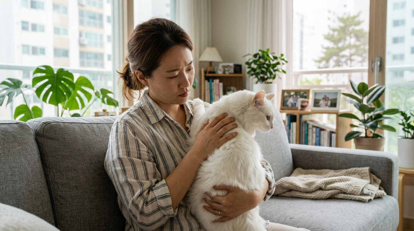 고양이를 쓰다듬으며 살펴보기