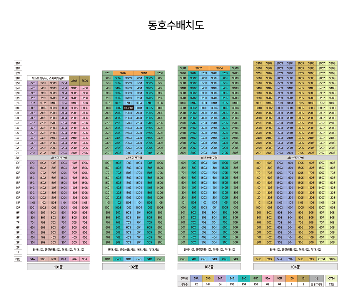 [청약 정보] 해링턴 스퀘어 리버파크 동호수배치도