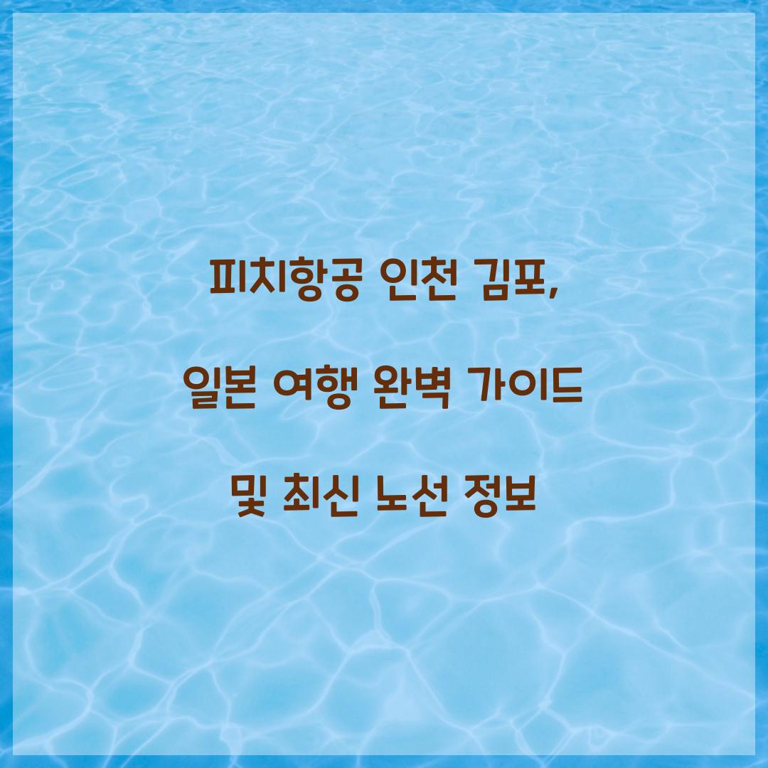 피치항공 인천 김포