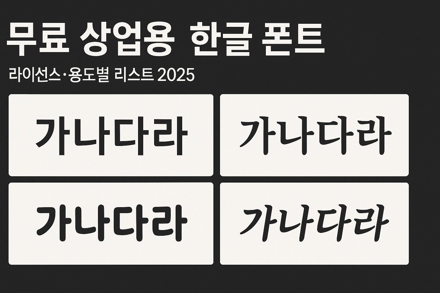무료 상업용 한글 폰트 2025 가이드 썸네일