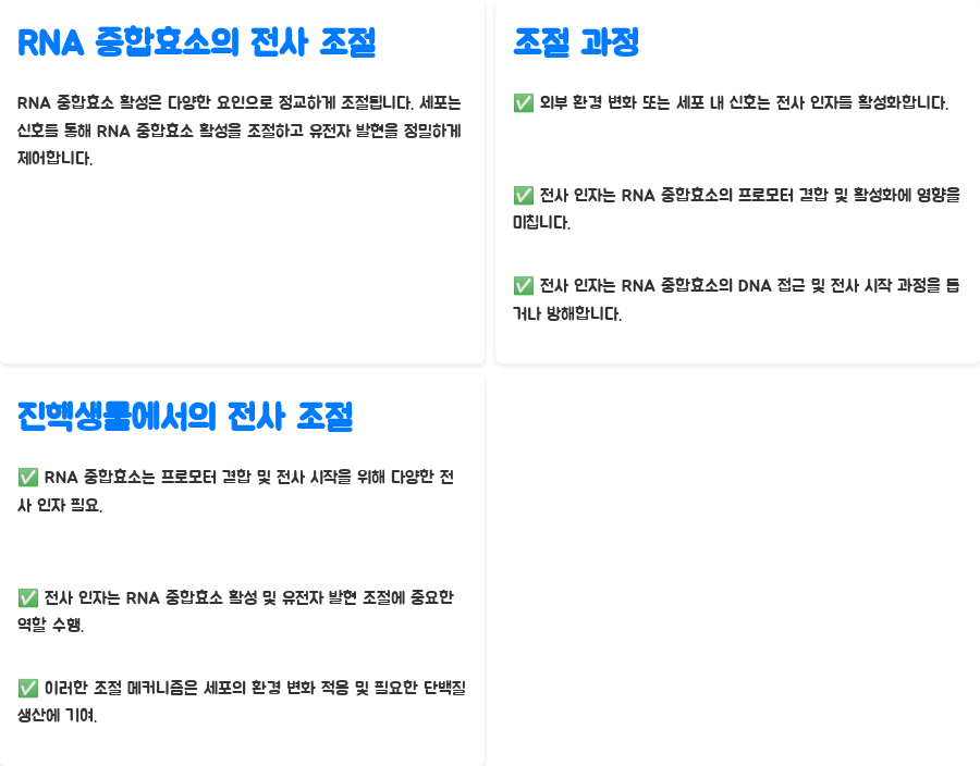 분자생물학: RNA 중합효소의 비밀, 밝혀볼까요? - RNA 중합효소의 전사 조절: 유전자 발현의 교향곡