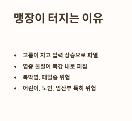 맹장이 터지는 이유