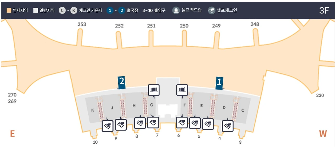 제2여객터미널 백드랍 위치 안내