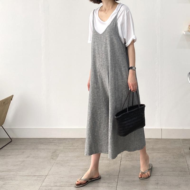 쿨링 린넨점프수트 여름 여성 여자 멜빵바지 뷔스티에 끈