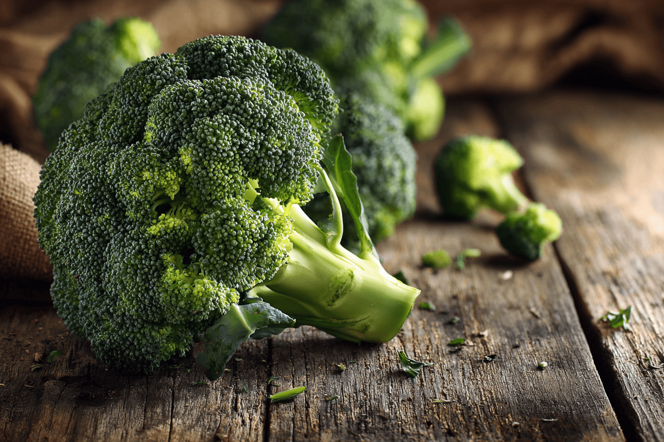 나무-선반-위에-올려진-브로콜리
