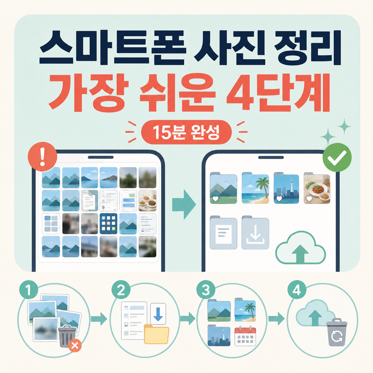 스마트폰 사진을 깔끔하게 정리하는 가장 쉬운 방법 4단계 (15분 완성)