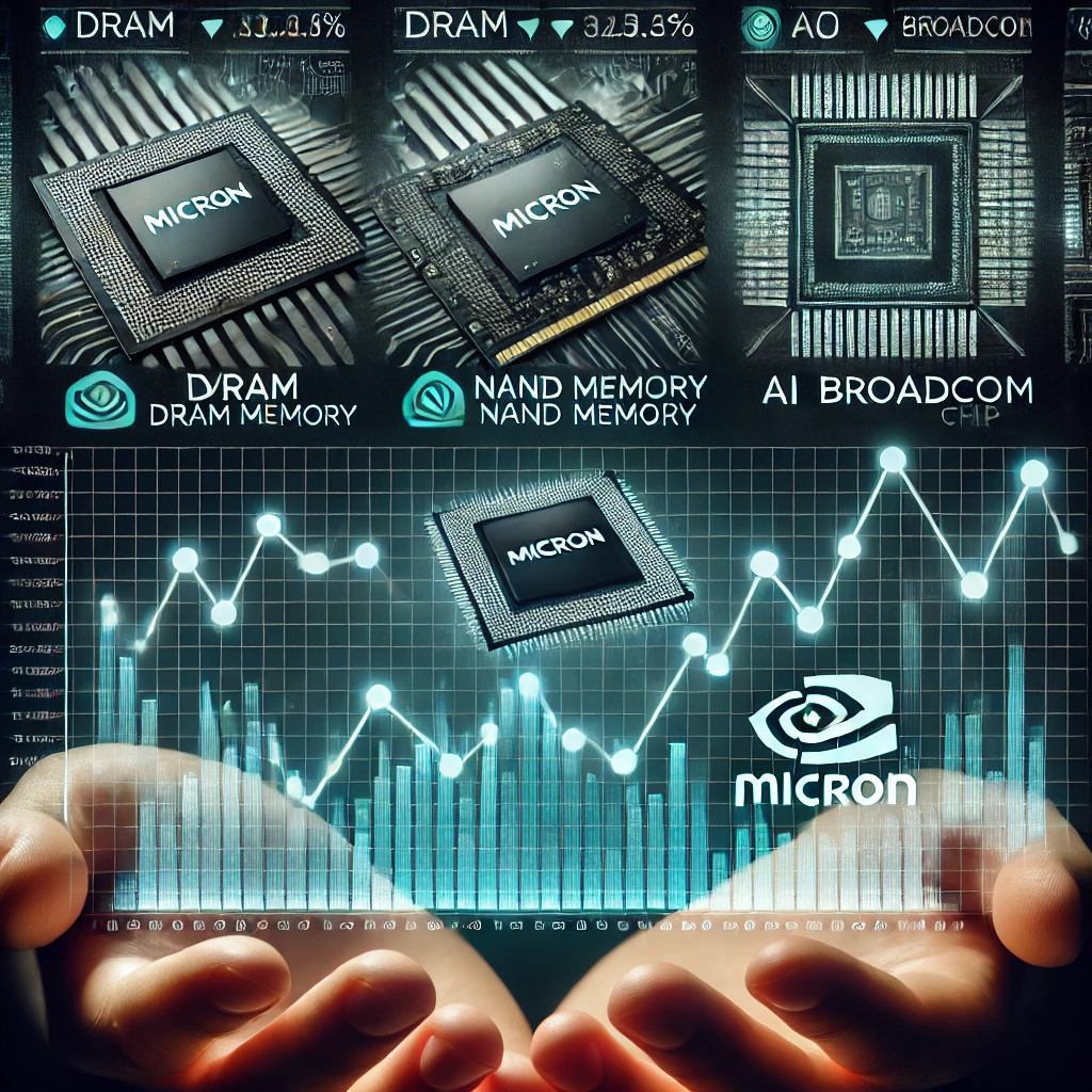 마이크론과 경쟁사인 NVIDIA, Broadcom의 주가 변동 비교 이미지