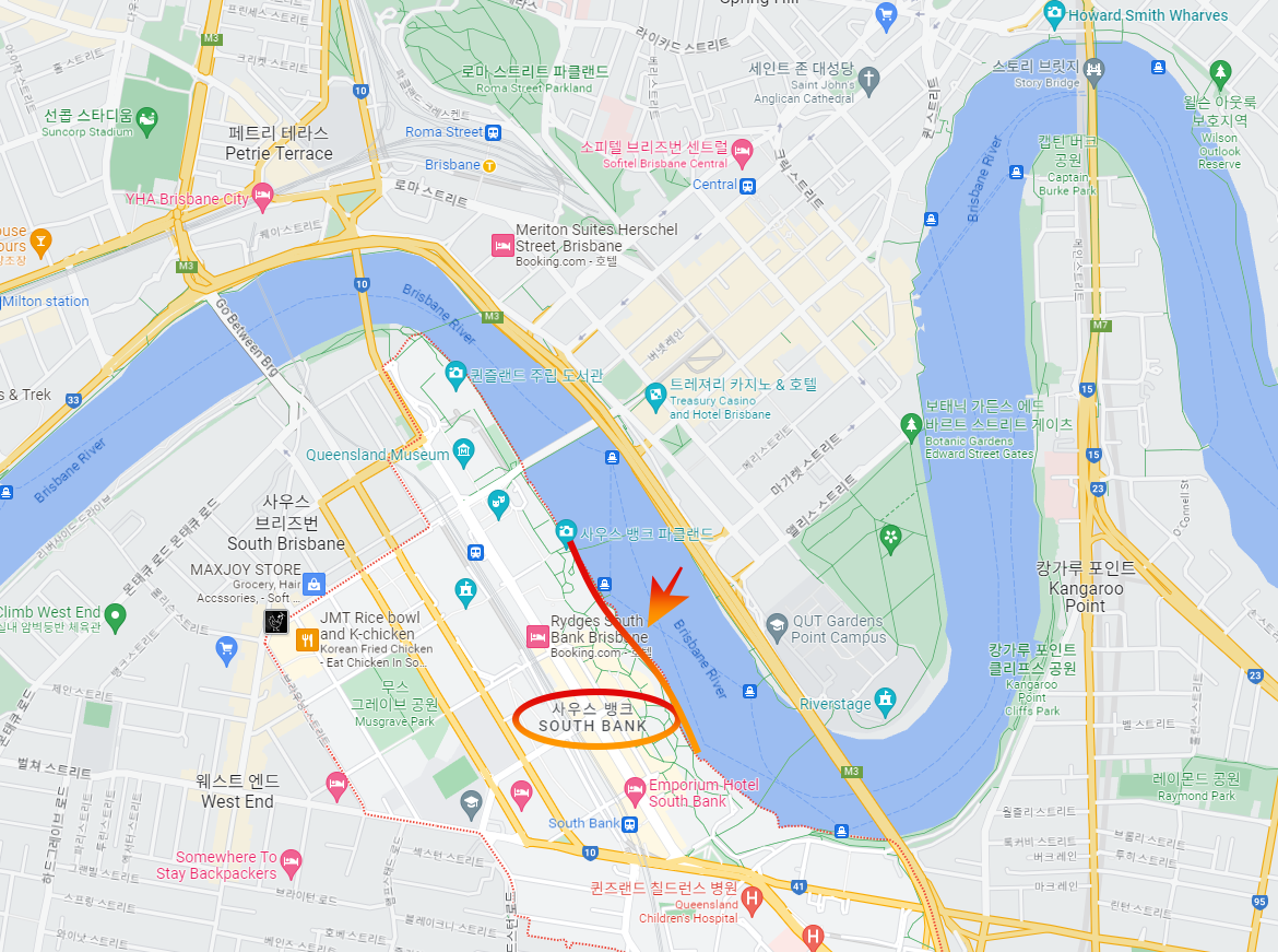 호주 브리즈번 사우스 뱅크 위치 지도