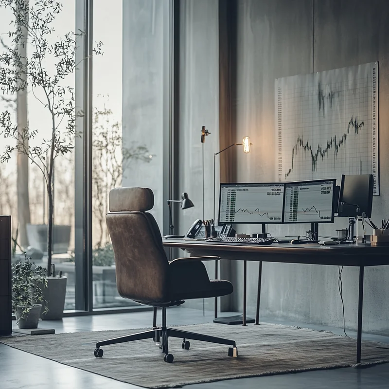 S&P500 ETF의 성과를 보여주는 차트. 금융 분석을 위한 현대적 사무실 분위기에서의 투자 성과 및 전략적 분석 강조.