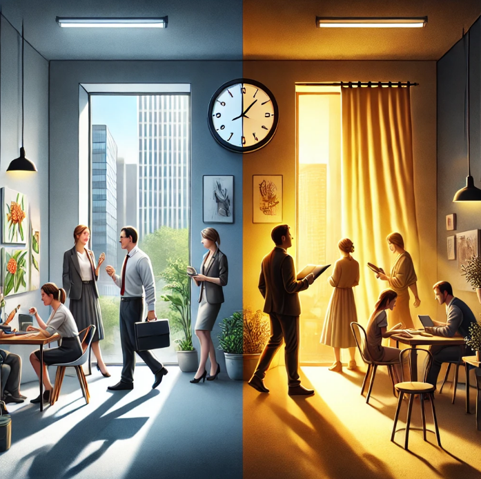 점심시간과 퇴근 후 문화 생활을 즐기는 직장인들의 모습입니다.