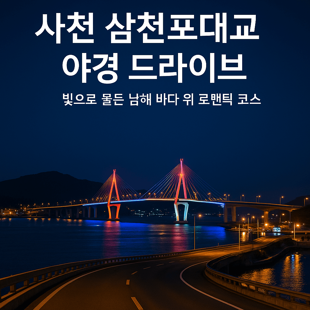 사천 삼천포대교 야경 드라이브, 빛으로 물든 남해 바다 위 로맨틱 코스