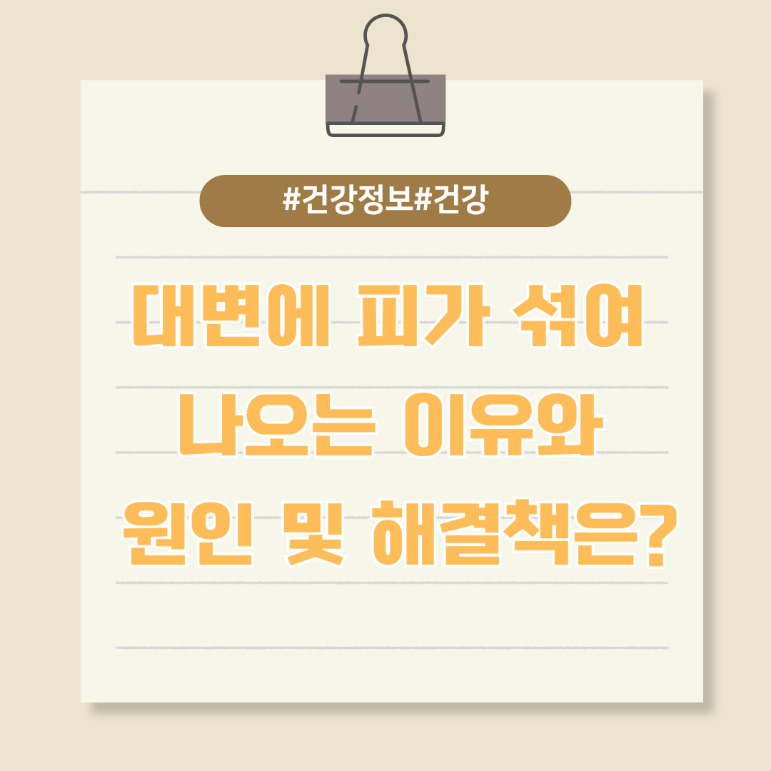 대변에 피가 섞여 나오는 이유와 원인 및 해결책은?