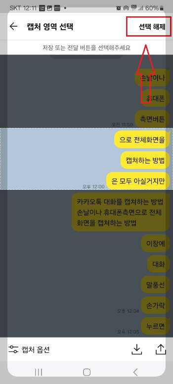 카톡 대화 내용 캡쳐