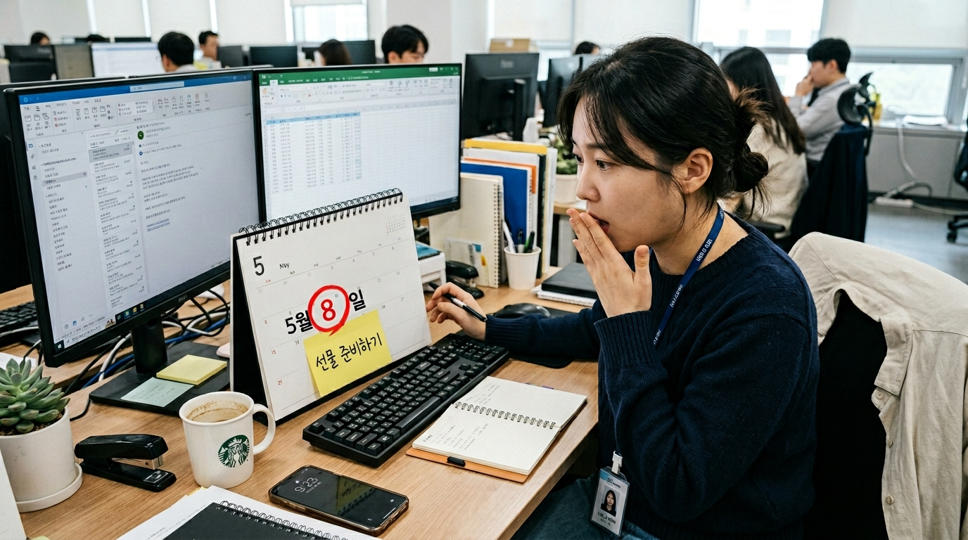 사무실 책상 어버이날 깨달음