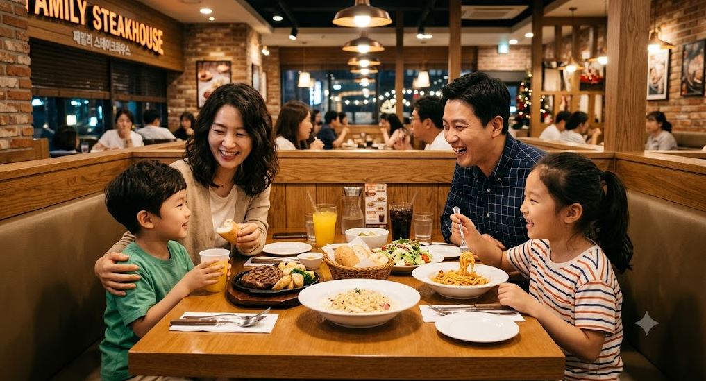 패밀리 레스토랑 가족외식 사진