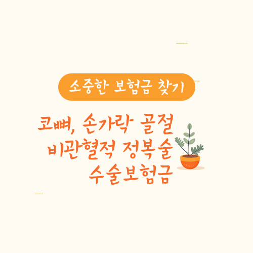 코뼈, 손가락 골절 비관혈적 정복술 수술보험금 지급