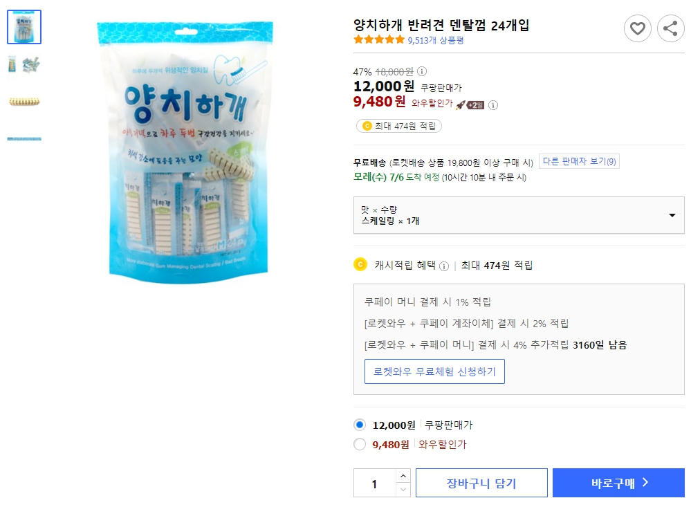 양치하개-반려견-덴탈껌-24개입