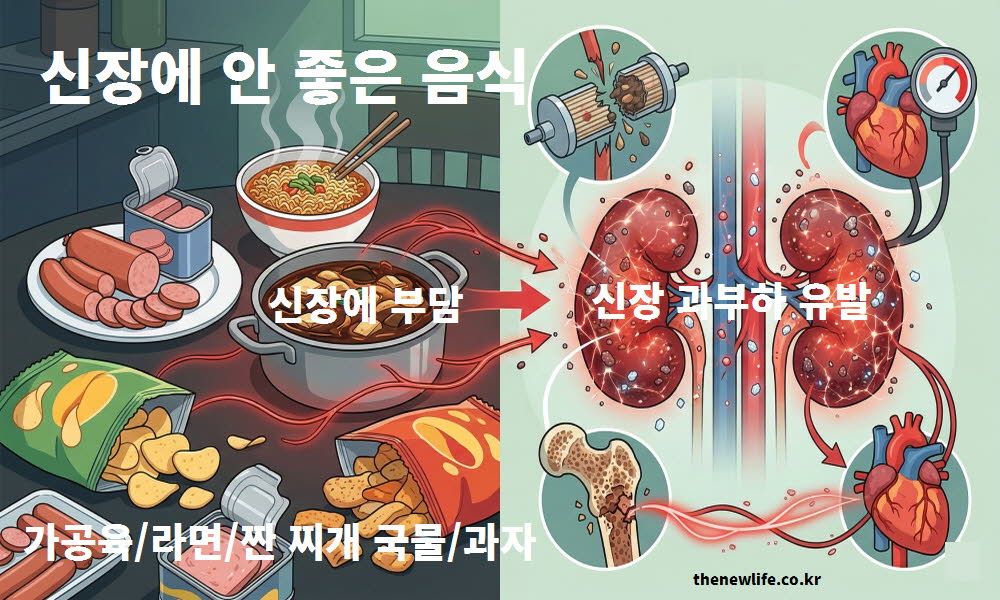신장에 안 좋은 음식을 설명하는 이미지