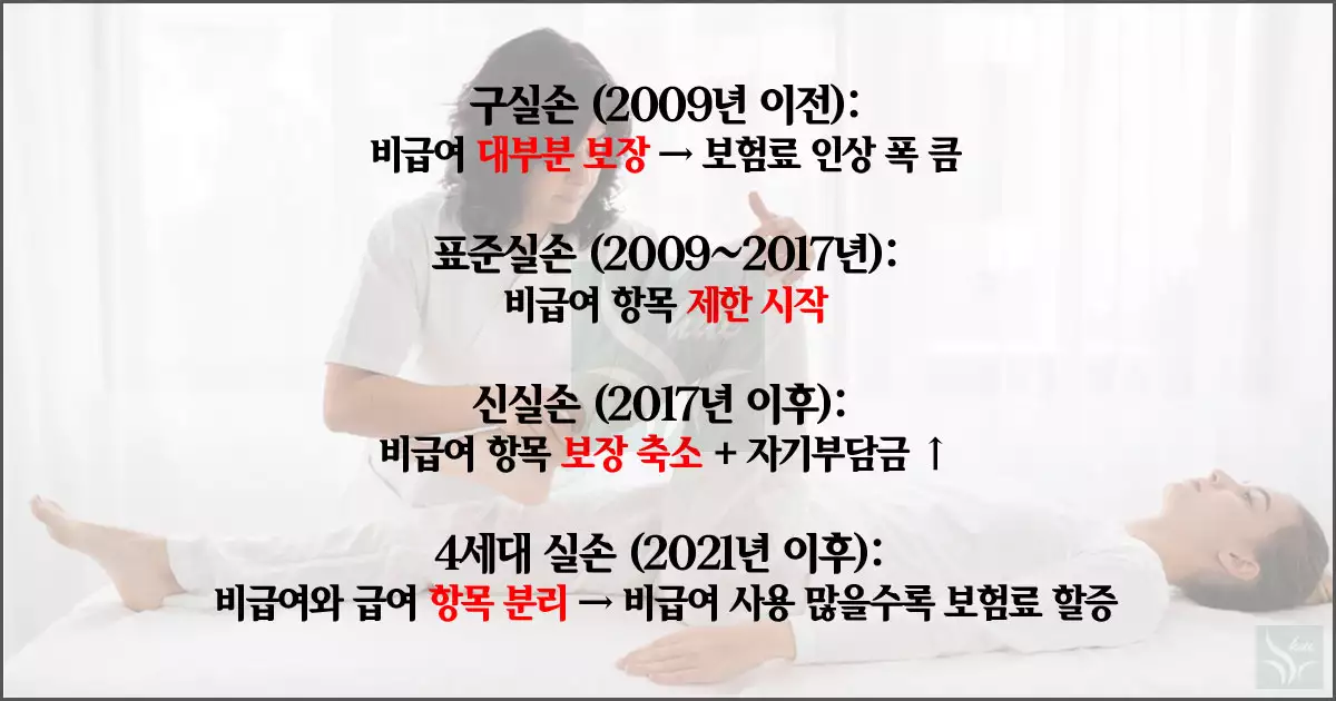 실손 세대별 비급여 항목 보장범위