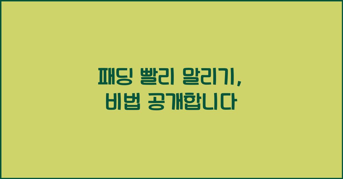 패딩 빨리 말리기