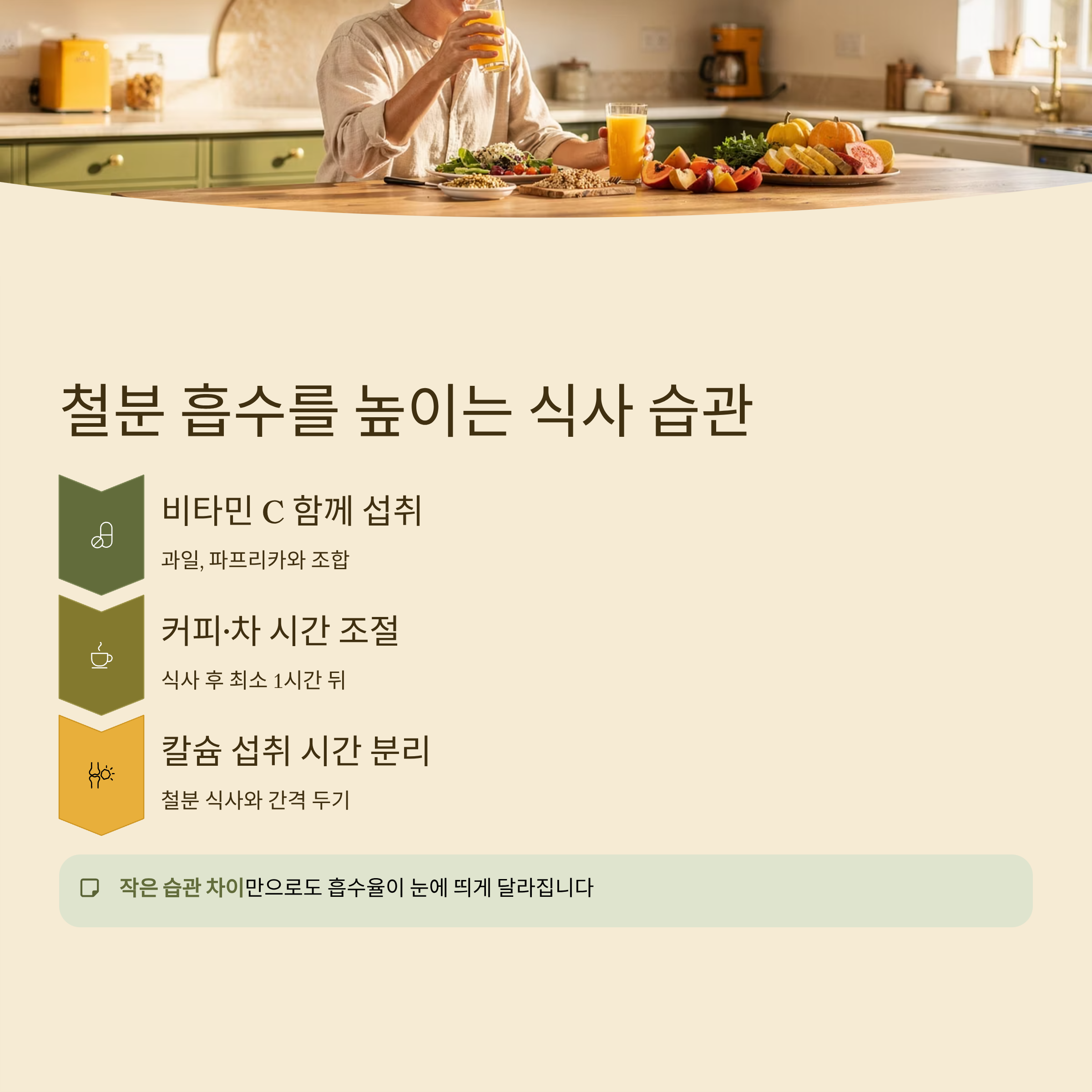 철분 흡수를 높이는 식사 습관