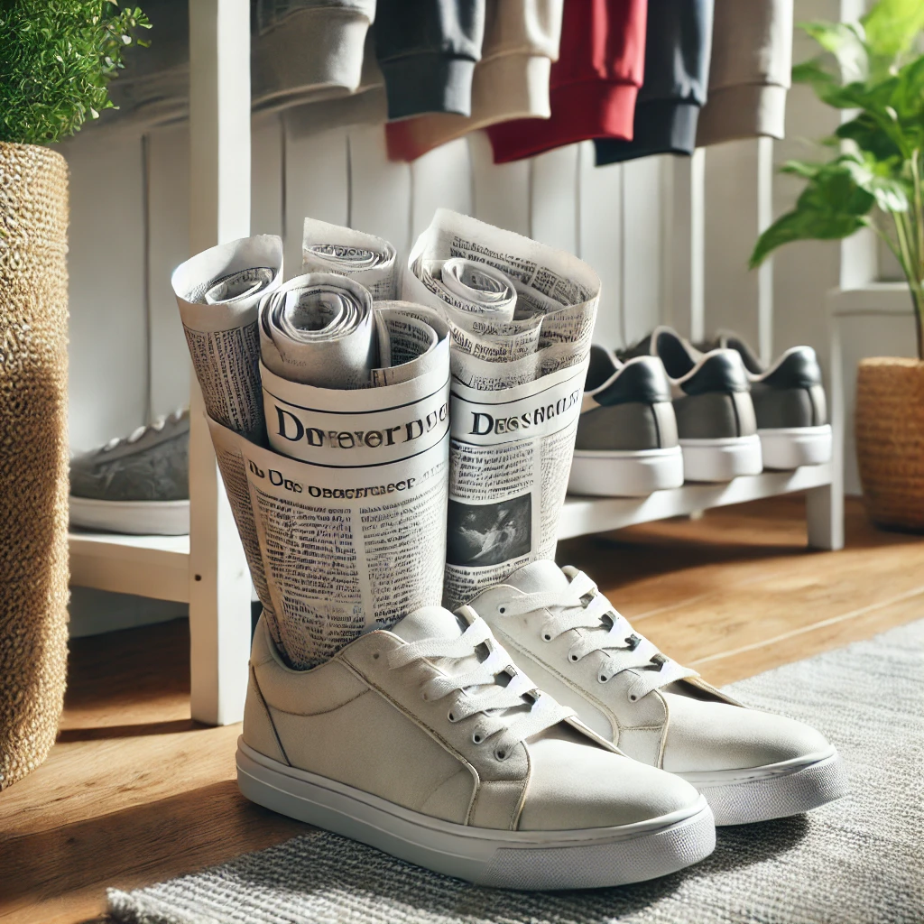 신문지로 신발 냄새 제거하기