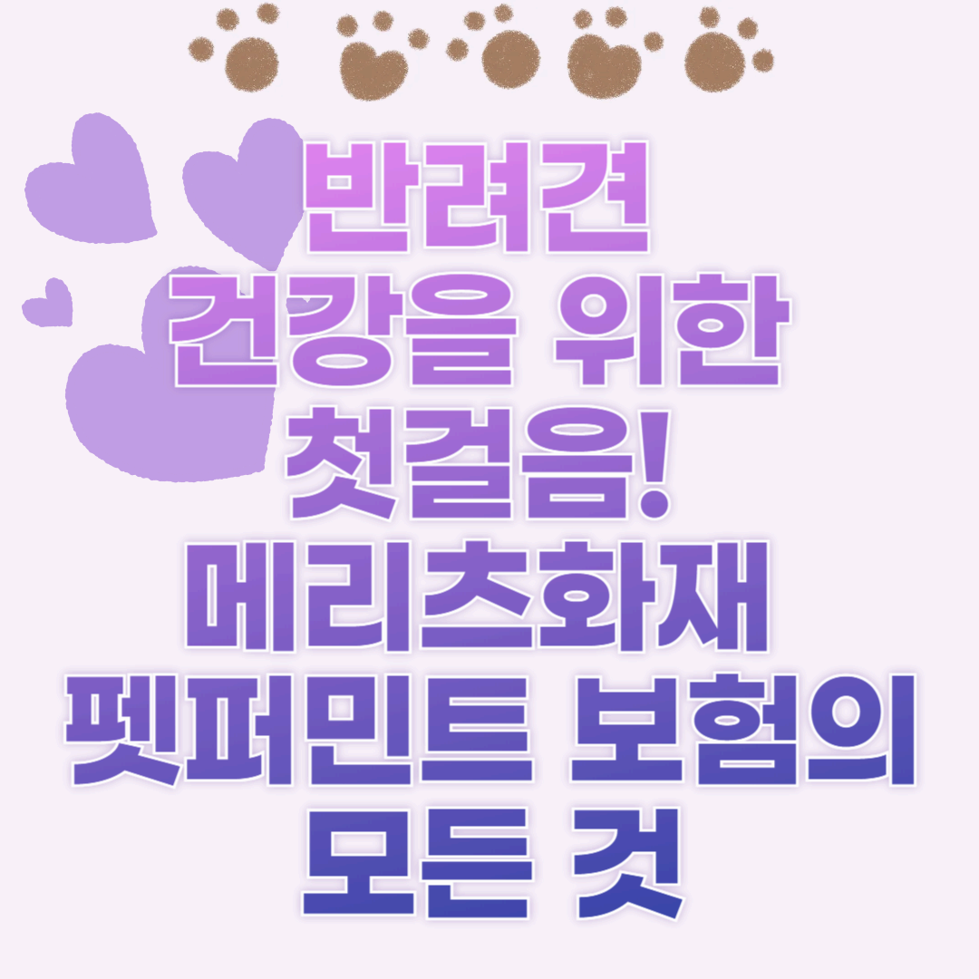 반려견 건강을 위한 첫걸음! 메리츠화재 펫퍼민트 보험의 모든 것