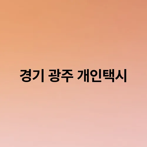 경기 광주 개인택시