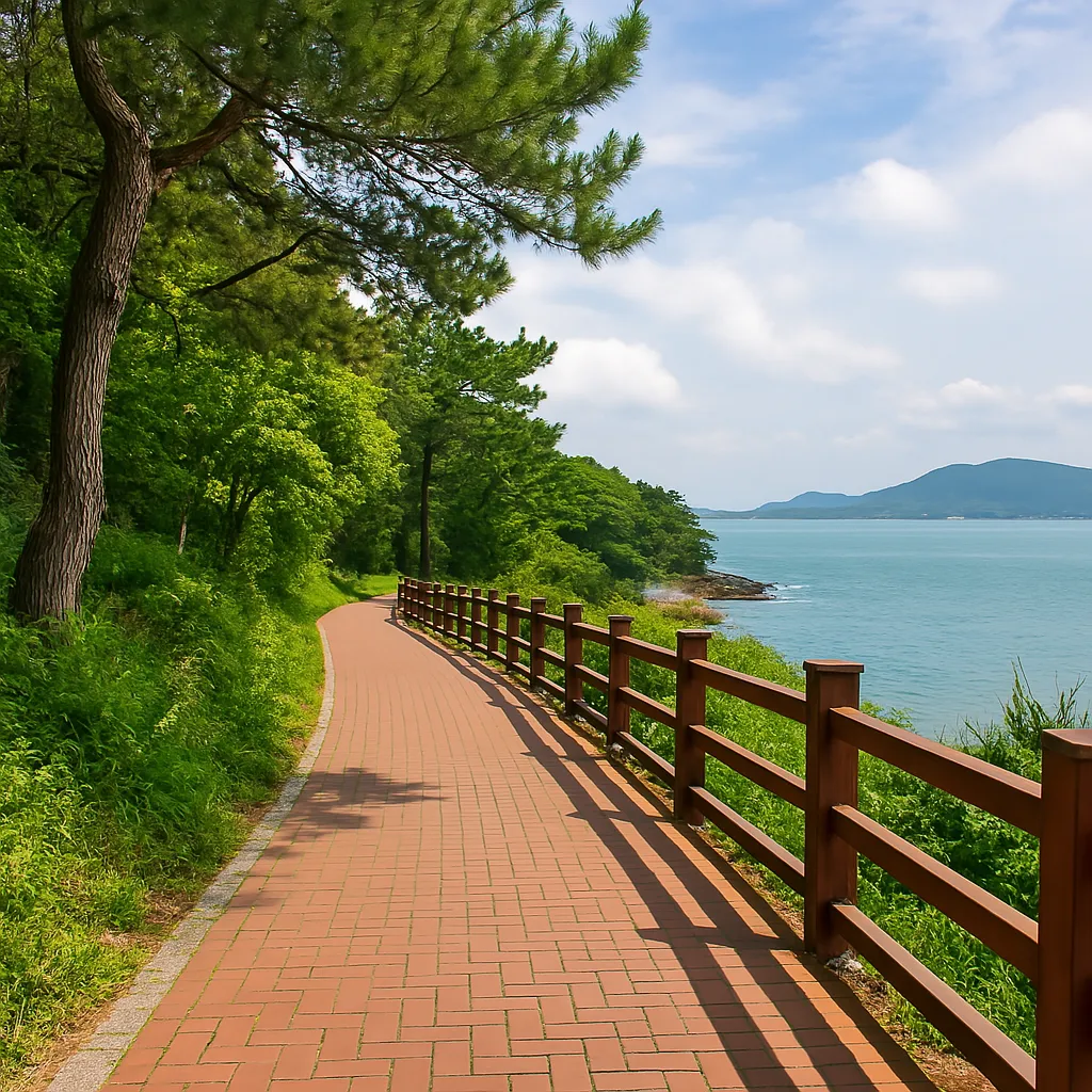 여수 오동도의 숲길과 바다가 어우러진 산책로