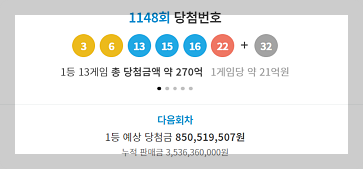 제1148회 로또 당첨번호와 1등 당첨 지역
