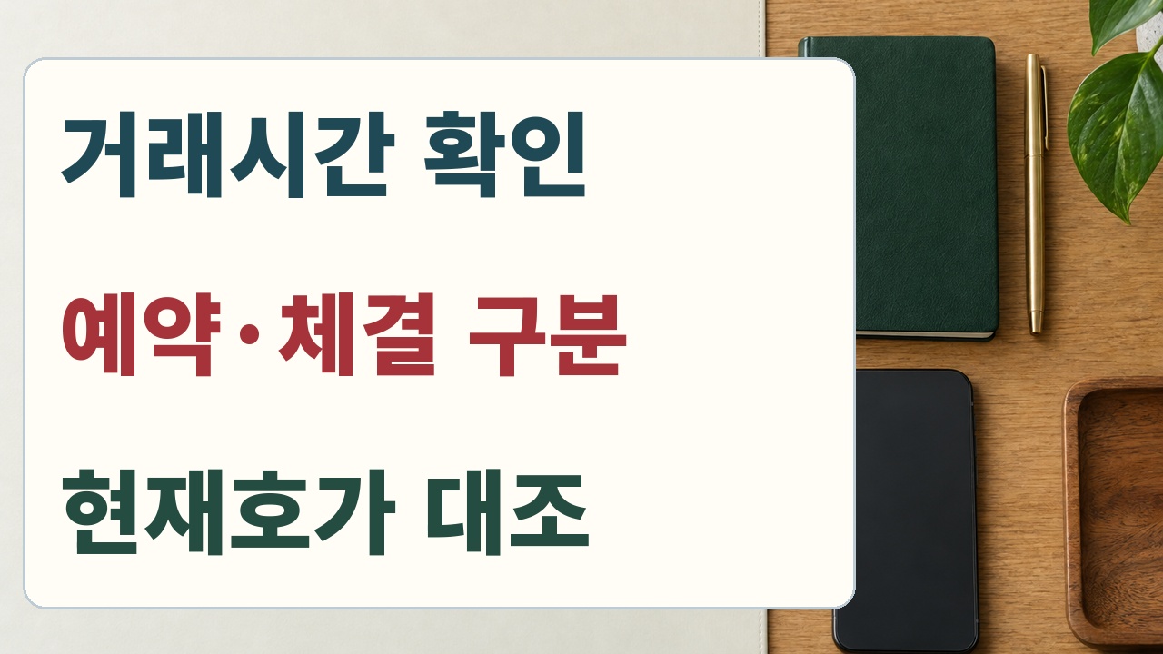 거래시간 확인, 예약과 체결 구분, 현재호가 대조의 주문 전 점검