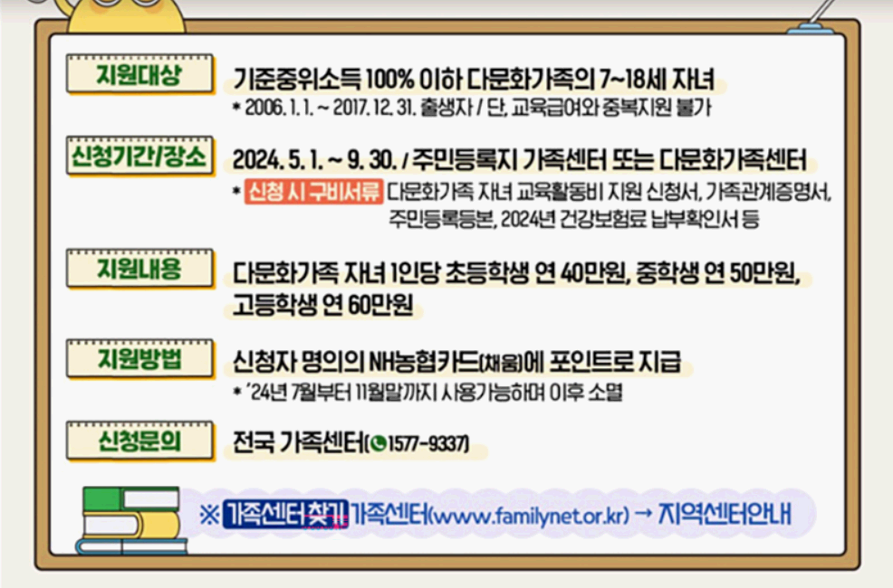 다문화 가구 교육 활동비 지원사업 알아보기