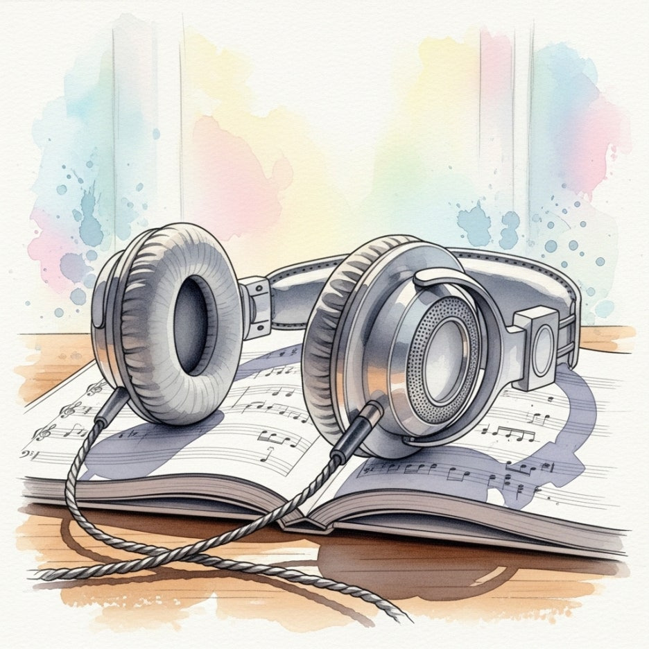 음악을 감상하는 소품들의 조화로운 모습