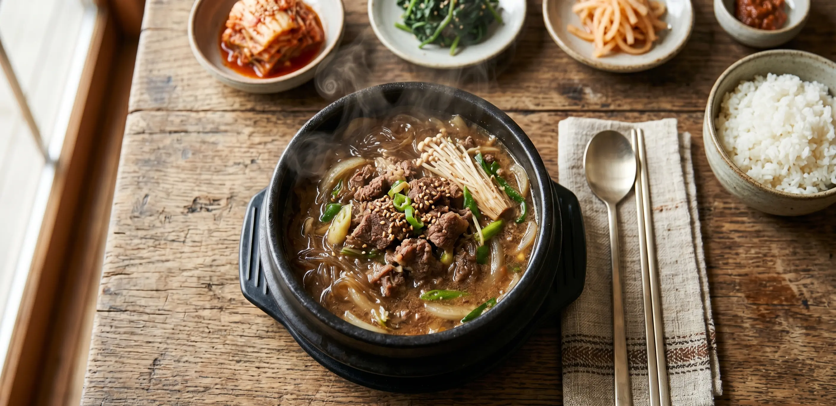 팽이버섯과 당면이 들어간 둑빼기 소불고기, 아이들 특히 딸은 당면을 불고기보다 좋아 합니다.