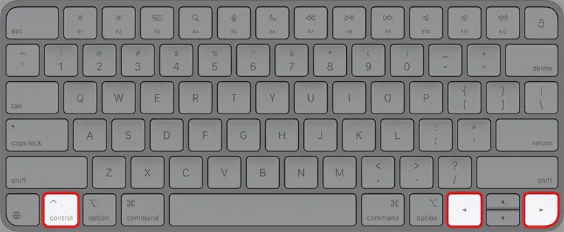 mission control에 포함된 가상데스크탑 spaces의 키보드 단축키