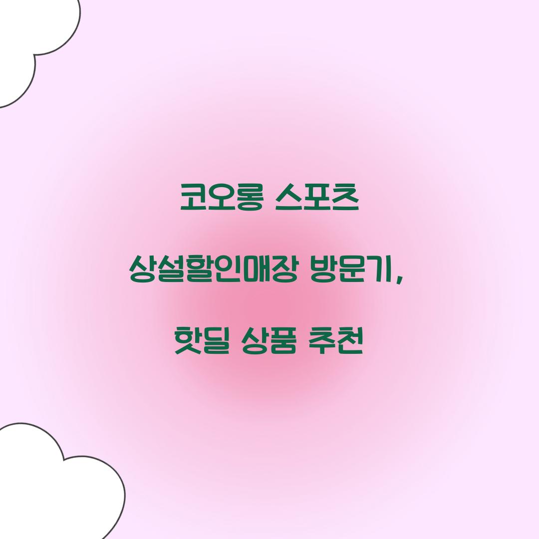 코오롱 스포츠 상설할인매장