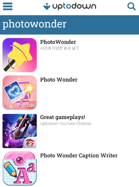 Uptodown-PhotoWonder-검색