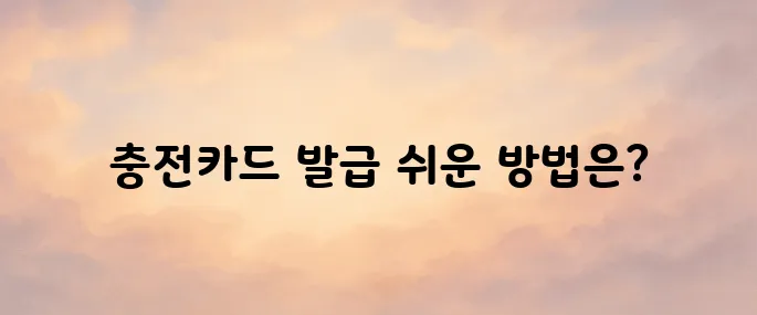 환경부 전기차 충전카드 발급 방법